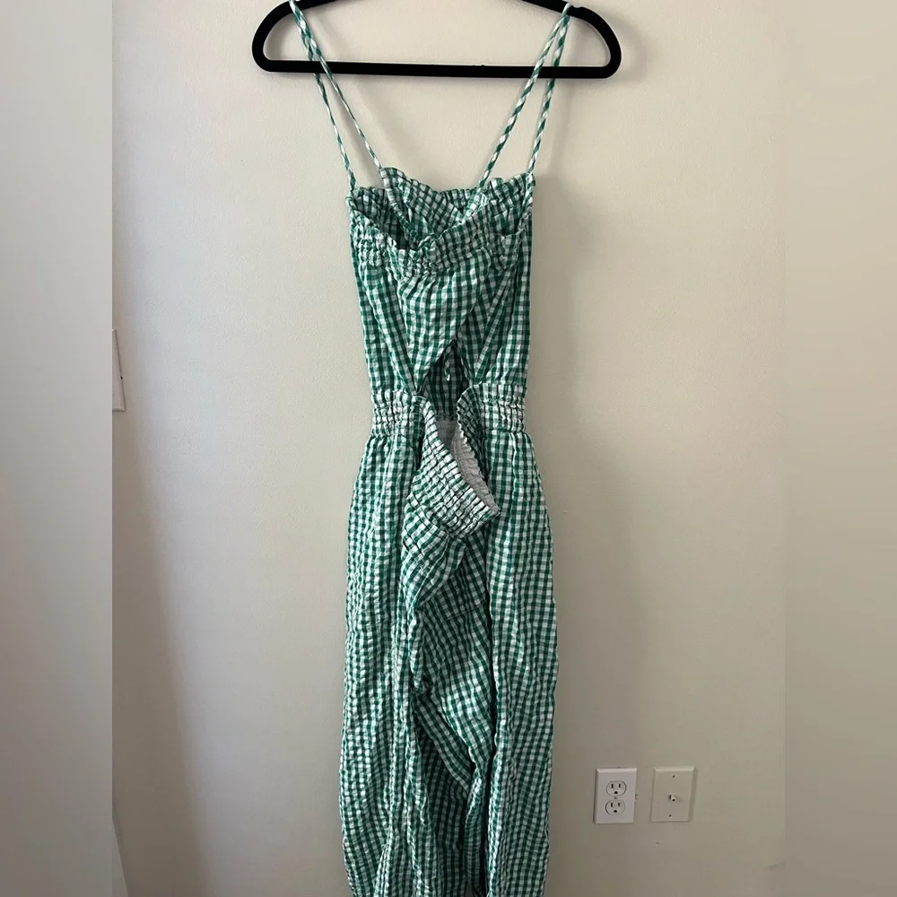 Free People green gingham jumpsuit - Picture 2 of 5